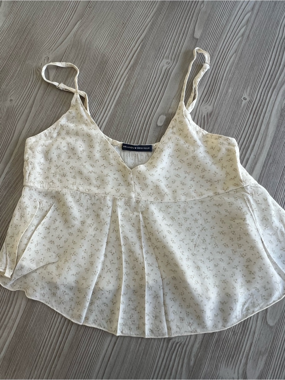 Brandy Melville Cream Floral Peplum Camisole
